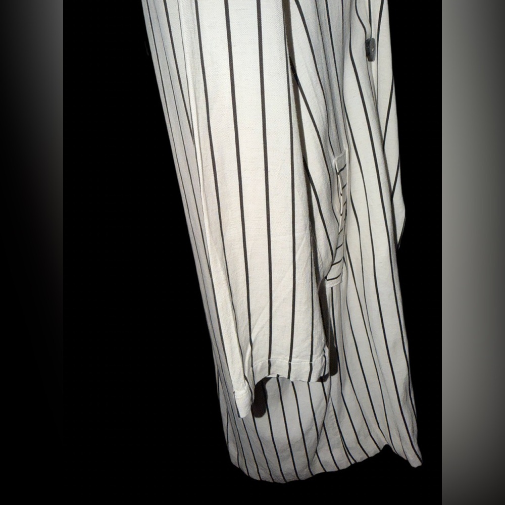 Top Shop Womens Long Jacket slimming vertical stripes, lined size 8/10 - Picture 5 of 8